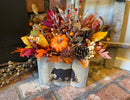 Fall Black Bear Wood Box Centerpiece – Rustic Woodland Decor