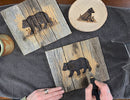 Fall Black Bear Wood Box Centerpiece – Rustic Woodland Decor